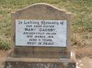
Mary GADSBY,
sister,
accidentally killed 10 March 1912 aged 11 years;
Jandowae Cemetery, Wambo Shire
