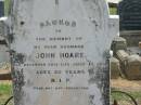 
John HOARE,
husband,
died 17 July 1916 aged 80 years;
Jandowae Cemetery, Wambo Shire
