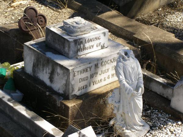 Ethney M. COCKBURN,  | died 10 July 1926 aged 1 year 4 months;  | Jondaryan cemetery, Jondaryan Shire  |   | 