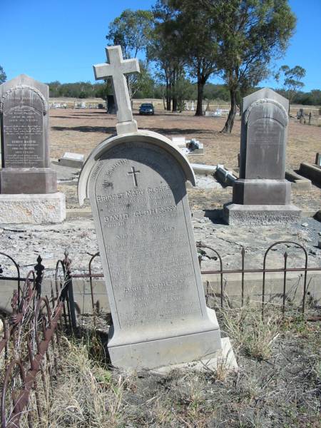 Bridget Mary CLOHESSY,  | mother,  | wife of David CLOHESSY,  | died 16 Dec 1906 aged 33 years;  | Annie CLOHESSY,  | daughter,  | died 4 March 1895 aged 3 years;  | Jondaryan cemetery, Jondaryan Shire  | 