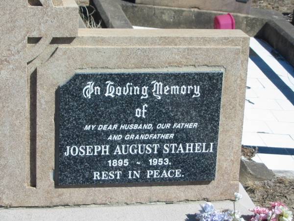 Joseph August STAHELI,  | husband father grandfather,  | 1895 - 1953;  | Jondaryan cemetery, Jondaryan Shire  | 
