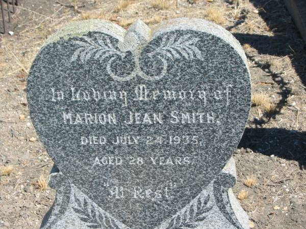 Marion Jean SMITH,  | died 24 July 1935 aged 28 years;  | Jondaryan cemetery, Jondaryan Shire  | 