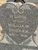 parents; William CHICKEN, 1851 - 1936; Elizabeth CHICKEN, 1952 - 1935; George Bryant; Baby CHICKEN; Jondaryan cemetery, Jondaryan Shire 