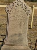 
David TURKINGTON,
native of Co Armagh Ireland,
died Toowoomba 30 Jan 893 aged 46 years;
Jondaryan cemetery, Jondaryan Shire
