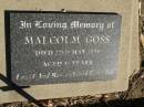 Malcolm GOSS, died 22 May 1994 aged 36 years; Jondaryan cemetery, Jondaryan Shire 