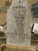 parents; W. HODSON, 1819 - 1907; L. HODSON, 1826 - 1913, erected by daughter S. COCKBURN; Jondaryan cemetery, Jondaryan Shire 