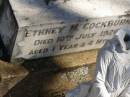 
Ethney M. COCKBURN,
died 10 July 1926 aged 1 year 4 months;
Jondaryan cemetery, Jondaryan Shire

