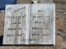 
Daniel SHESGREEN,
1855 - 1927;
Bridget,
wife,
1855 - 1937;
Jondaryan cemetery, Jondaryan Shire

