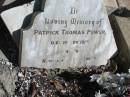
Patrick Thomas POWER,
died 1 Nov 1917 aged 46 years;
Jondaryan cemetery, Jondaryan Shire
