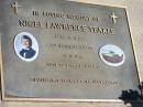
Nigel Lawrence TEAKLE,
born 19-11-1952,
accidentally killed 16-10-1985
aged 32 years 11 months,
remembered by Jan, Scott & Keren;
Jondaryan cemetery, Jondaryan Shire

