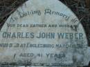 Charles John WEBER 6 Mar 1912? in Englesburg Engelsburg Baptist Cemetery, Kalbar, Boonah Shire 