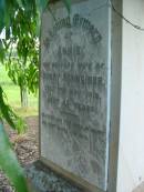 
Annie
(wife of) Henry SCHNEIDER
7 May 1919, aged 48
Engelsburg Baptist Cemetery, Kalbar, Boonah Shire
