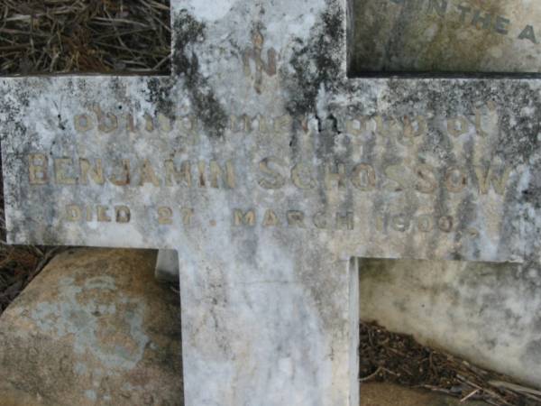 Benjamin SCHOSSOW  | 27 Mar 1900, aged 3 years 5 months  | Engelsburg Baptist Cemetery, Kalbar, Boonah Shire  | 