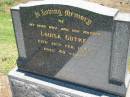 
Louisa GUTKE, wife mother,
died 20 Feb 1946 aged 40 years;
Kalbar General Cemetery, Boonah Shire
