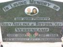 
parents;
Ruby Adelina VERRENKAMP,
1905-1988;
Roydon (Roy) VERRENKAMP,
1910-1988;
Kalbar General Cemetery, Boonah Shire

