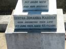 
Bertha Johanna MADDICK, wife mother,
died 14 June 1923 aged 43 years;
Kalbar General Cemetery, Boonah Shire
