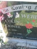 
Colin Lionel WEBER,
3-6-1926 - 24-5-2001;
Kalbar General Cemetery, Boonah Shire
