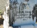 
Lydia DAU,
died 15 July 1928 aged 43 years;
Kalbar General Cemetery, Boonah Shire
