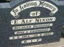 
E. Alf NIXON, husband dad granddad,
4-6-1914 - 28-8-1982;
Kalbar General Cemetery, Boonah Shire
