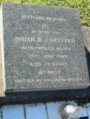 
Brian B.J. PFEFFER, son,
accidentally killed 29 June 1962 aged 19 years,
erected by mother;
Kalbar General Cemetery, Boonah Shire

