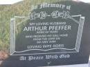 
Arthur PFEFFER, husband,
died 6 May 2004 aged 93 years,
wife Doris;
Kalbar General Cemetery, Boonah Shire
