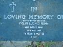 
Colin Ludwig NUHN, brother uncle,
died 27 May 1991 aged 79 years 9 months;
Kalbar General Cemetery, Boonah Shire
