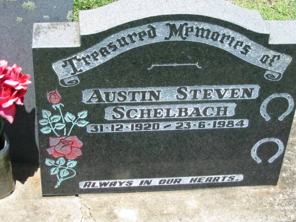 Austin Steven SCHELBACH,  | 31-12-1920 - 23-6-1984;  | Kalbar General Cemetery, Boonah Shire  | 