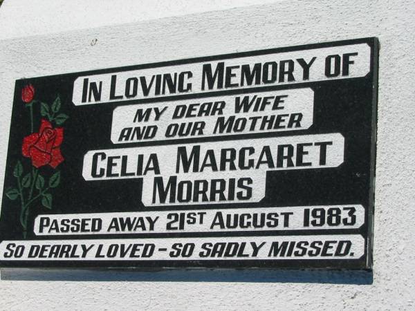 Celia Margaret MORRIS, wife mother,  | died 21 Aug 1983;  | Kalbar General Cemetery, Boonah Shire  | 