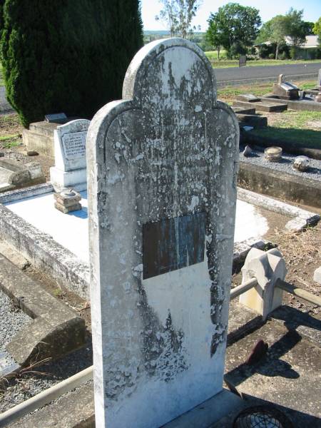 Wilhelm F. BEUTEL,  | died 17 Sept 1920 aged 61 years;  | Auguste BEUTEL, grandmother,  | died 8-12-1948 aged 87 years;  | Kalbar General Cemetery, Boonah Shire  | 