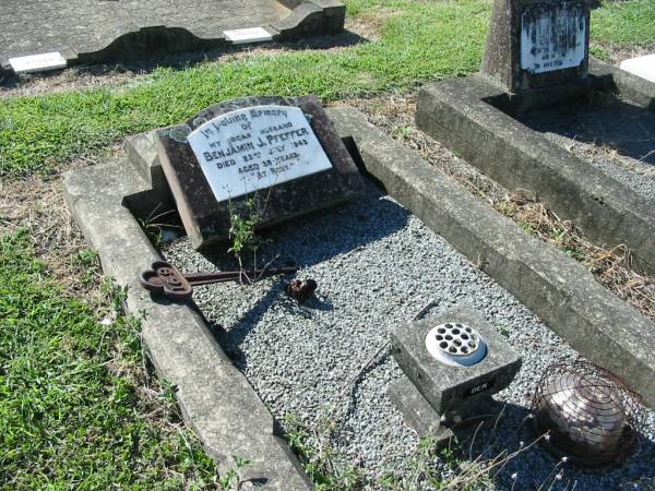 Benjamin J. PFEFFER, husband,  | died 22 July 1943 aged 39 years;  | Kalbar General Cemetery, Boonah Shire  | 