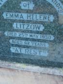 
Emma Helene LITZOW
25 May 1950, aged 62

St Johns Lutheran Church Cemetery, Kalbar, Boonah Shire

