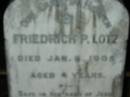 
Friedrich P LOTZ
Jan 6 1905, aged 4 years

St Johns Lutheran Church Cemetery, Kalbar, Boonah Shire

