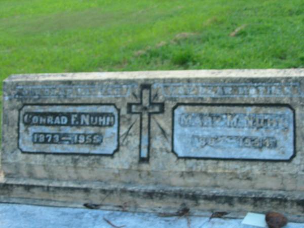 Conrad F NUHN  | 1873 - 1955  | Mary M NUHN  | 1882 - 1954  |   | St John's Lutheran Church Cemetery, Kalbar, Boonah Shire  |   | 