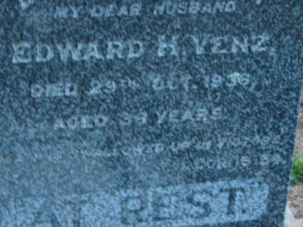 Edward H VENZ  | 29 Oct 1936, aged 36  | St John's Lutheran Church Cemetery, Kalbar, Boonah Shire  |   | 