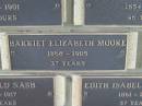 Harriet Elizabeth MOORE, 1868 - 1905 aged 37 years; Engelsburg Methodist Pioneer Cemetery, Kalbar, Boonah Shire 