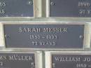 Sarah MESSER, 1850 - 1923 aged 73 years; Engelsburg Methodist Pioneer Cemetery, Kalbar, Boonah Shire 