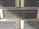 Albertina SCHABLON, 1842 - 1923 aged 84 years; Engelsburg Methodist Pioneer Cemetery, Kalbar, Boonah Shire 