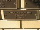Charles WALTON, 1852  - 1926 aged 73 years; Engelsburg Methodist Pioneer Cemetery, Kalbar, Boonah Shire 