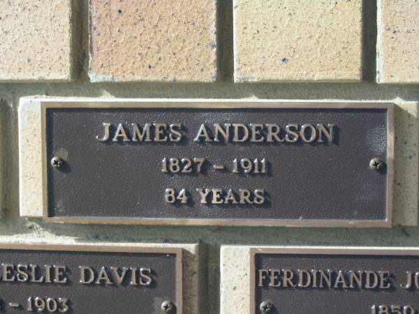 James ANDERSON,  | 1827 - 1911 aged 84 years;  | Engelsburg Methodist Pioneer Cemetery, Kalbar, Boonah Shire  | 