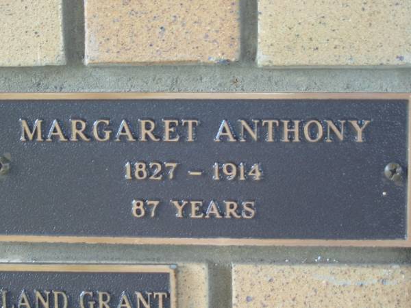 Margaret ANTHONY,  | 1827 - 1914 aged 87 years;  | Engelsburg Methodist Pioneer Cemetery, Kalbar, Boonah Shire  | 