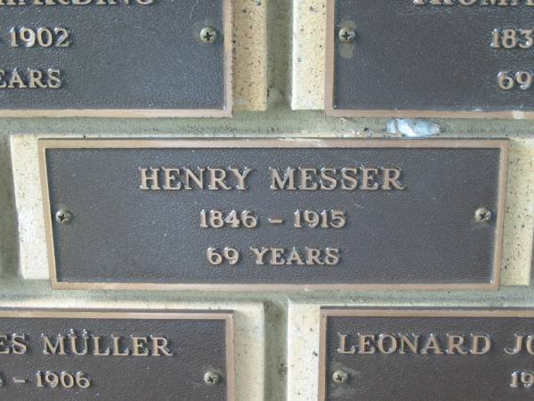 Henry MESSER,  | 1846 - 1915 aged 69 years;  | Engelsburg Methodist Pioneer Cemetery, Kalbar, Boonah Shire  | 
