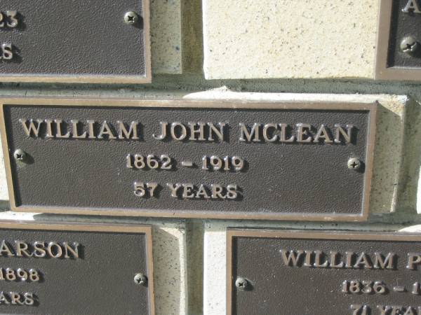 William John MCLEAN,  | 1862 - 1919 aged 57 years;  | Engelsburg Methodist Pioneer Cemetery, Kalbar, Boonah Shire  | 