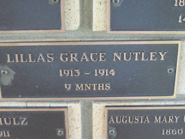 Lillas Grace NUTLEY,  | 1913 - 1914 aged 9 months;  | Engelsburg Methodist Pioneer Cemetery, Kalbar, Boonah Shire  | 