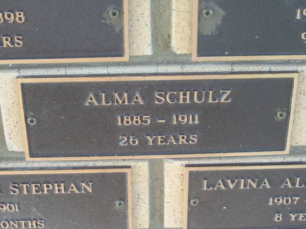 Alma SCHULZ,  | 1885 - 1911 aged 26 years;  | Engelsburg Methodist Pioneer Cemetery, Kalbar, Boonah Shire  | 