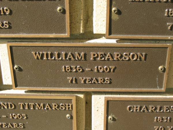William PEARSON,  | 1836 - 1907 aged 71 years;  | Engelsburg Methodist Pioneer Cemetery, Kalbar, Boonah Shire  | 