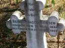 
Ida Elizabeth JENSEN, mother,
born 31 Jan 1844 died 30 March 1909;
Reimer Jacob JENSEN,
born 16 March 1844
died 26 August 1923;
Kalbar St Markss Lutheran cemetery, Boonah Shire
