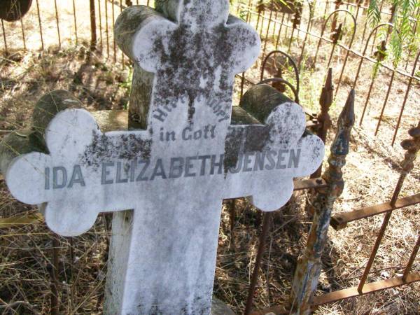 Ida Elizabeth JENSEN, mother,  | born 31 Jan 1844 died 30 March 1909;  | Reimer Jacob JENSEN,  | born 16 March 1844  | died 26 August 1923;  | Kalbar St Marks's Lutheran cemetery, Boonah Shire  | 