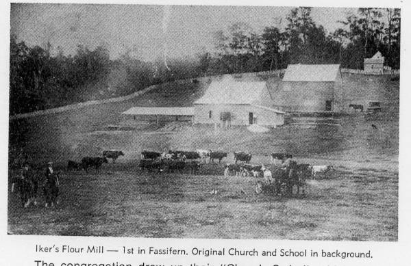 Iker's flour mill, (original) Domjahn's (Lutheran) Church and school  | 