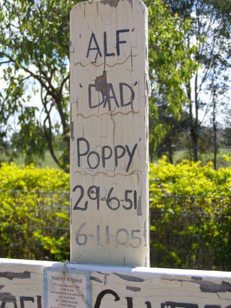Alfred Noel (Alf) CLUTTERBUCK,  | dad poppy,  | 29-6-51 - 6-11-05;  | Kandanga Cemetery, Cooloola Shire  | 