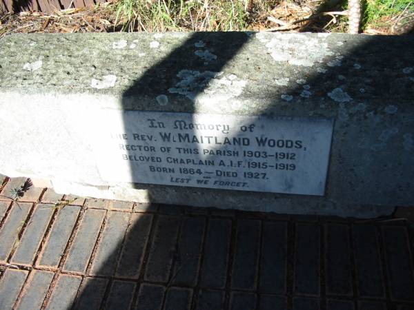 W Maitland WOODS  | b: 1864, d: 1927  | St Mary's Anglican Church, Kangaroo Point, Brisbane  | 